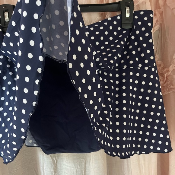 Lands end Navy Blue Polka Dot swim skirt size 14 👙 - Picture 5 of 5